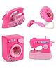 Babyhug Roleplay Home Appliances Set Washing Machine Iron Vacuum Cleaner Sewing Machine- Pink