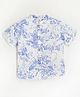 Cherry Crumble By Nitt Hyman Half Sleeves Comfortable Easy Fit Tropical Floral Printed Shirt - Blue & White