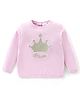 Babyhug Cotton Knit Full Sleeves Sweater with Crown Design - Pink