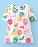 Babyhug Cotton Knit Three Fourth Sleeves Fruits Printed Nighty - White