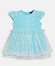 Bella Moda Cap Sleeves Circular Pattern Embroidered Fit & Flare Dress - Sky Blue