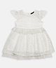 Bella Moda Cap Sleeves Circular Pattern Embroidered Fit & Flare Party Dress - White