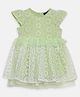 Bella Moda Cap Sleeves Circular Pattern Embroidered Fit & Flare Party Dress - Green