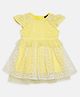Bella Moda Cap Sleeves Circular Pattern Embroidered Fit & Flare Party Dress - Yellow