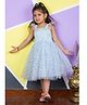 Bella Moda Frill Cap Sleeves Smocked Detail Bodice And Stars Foil Printed   Party Wear Dress -  Sky Blue