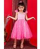 Bella Moda Frill Cap Sleeves Smocked Detail Bodice And Stars Foil Printed   Party Wear Dress -  Pink