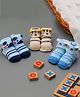 Yellow Bee Pack Of 3 Animal Printed & Striped Designed Anti Skid Socks  -  Beige Blue & Brown