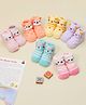 Yellow Bee Pack Of 6  Animal Printed & Striped Designed Anti Skid Socks - Multi Colour