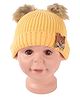 Yellow Bee Teddy Bow Embellished & Pom Pom Detailed Cap - Yellow
