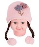 Yellow Bee Flower Embroidered Cap -  Pink