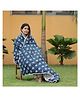 Divine Casa All Season Microfiber Easy to Carry Travel Comforter Blanket For Travelling- Navy Blue and White