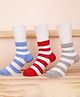 Footprints Pack Of 3 Pair Organic Cotton And Bamboo  Striped Detailed Socks - White Blue & Red