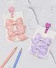 Yellow Bee Set Of 2 Solid Bow Embellished Aligator Hair Clips - Peach & Purple