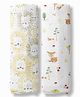haus & kinder Zoo Tales Collection 100% Cotton Muslin Swaddle Pack of 2 - Multicolor