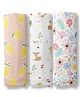 haus & kinder Citrus Groove Collection 100% Cotton Muslin Swaddle Pack Of 3 - Multicolor
