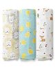 haus & kinder Wildlife Wonder Collection 100% Cotton Muslin Swaddle Pack Of 3 - Multicolor