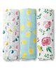 haus & kinder Little Sunshine Collection 100% Cotton Muslin Swaddle Pack Of 3 (Colour & Print May Vary)