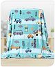 Babyhug Premium City Print Coral Blanket- Sea Green