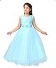 Aarika Sleeveless Floral Embroidered & Applique Embellished Fit & Flare Gown - Turquoise Blue