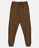 Kiddopanti Brand Name Placement Printed Fleece Track Pant - Brown