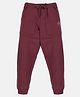 Kiddopanti Brand Name Placement Printed Fleece Track Pant - Maroon