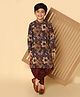 KISAH Full Sleeves Abstract Geometric Design Printed Kurta & Dhoti Set - Maroon