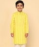 KISAH Full Sleeves Seamless Abstract Chevron Designed Kurta - Yellow
