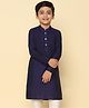KISAH Full Sleeves  Solid Kurta - Navy Blue