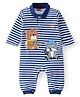 Babyhug 100% Cotton Knit Full Sleeves Striped Romper - Navy