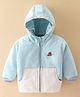 Little Kangaroos Droop Shoulder Winter Wear Padded Hooded Jacket Dino Patch - White & Blue