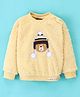 Little Kangaroos Drop Shoulder Fur Full Sleeves Sweatshirt with Bear Design - Light Lemon