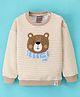 Little Kangaroos Full Sleeves Drop Shoulder Sweatshirt with Bear Patch - Fawn