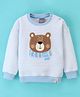 Little Kangaroos Full Sleeves Drop Shoulder Sweatshirt with Bear Patch - Sky Blue