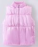 Little Kangaroos Woven Sleeveless Solid Droop Shoulder Quilted Jacket - Pink