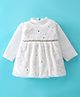 Little Kangaroos Full Sleeves Winter Frock with Inner Tee - OffWhite