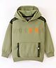 Little Kangaroos  Knit Full Sleeves  Drop Shoulder Hoodie - Green