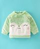 Little Kangaroos Woven Full Sleeves Sweatshirt With Kitty Applique - Green