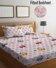 FABINALIV 300 TC Cotton Blend King Size Fitted Double Bedsheet with 2 Pillow Covers Cartoon Print - Multicolor