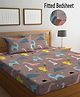 FABINALIV 300 TC Cotton Blend King Size Fitted Double Bedsheet with 2 Pillow Covers  Cartoon Print - Multicolor
