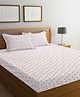 FABINALIV White Floral 300 TC Cotton Blend King Size Double Bedsheet with 2 Pillow Covers