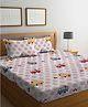 FABINALIV Multicolor Cartoon Print 300 TC Cotton Blend King Size Double Bedsheet with 2 Pillow Covers