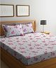 FABINALIV White Floral 300 TC Cotton Blend King Size Double Bedsheet with 2 Pillow Covers