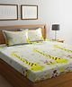 FABINALIV Multicolor Cartoon Print 300 TC Cotton Blend King Size Double Bedsheet with 2 Pillow Covers