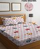 FABINALIV Multicolor Cartoon Print 300 TC Cotton Blend King Size Fitted Double Bedsheet with 2 Pillow Covers