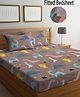 FABINALIV Multicolor Cartoon Print 300 TC Cotton Blend King Size Fitted Double Bedsheet with 2 Pillow Covers
