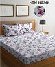 FABINALIV Multicolor Floral 300 TC Cotton Blend King Size Fitted Double Bedsheet with 2 Pillow Covers
