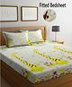 FABINALIV Multicolor Cartoon Print 300 TC Cotton Blend King Size Fitted Double Bedsheet with 2 Pillow Covers