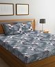FABINALIV Grey Floral 300 TC Cotton Blend Super King Size Double Bedsheet with 2 Pillow Covers