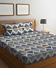 FABINALIV Multicolor Geometric 300 TC Cotton Blend Super King Size Double Bedsheet with 2 Pillow Covers