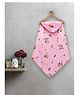FABINALIV Infant Pink Cartoon Print Cotton Hooded Bath Towel (70X70 cm)